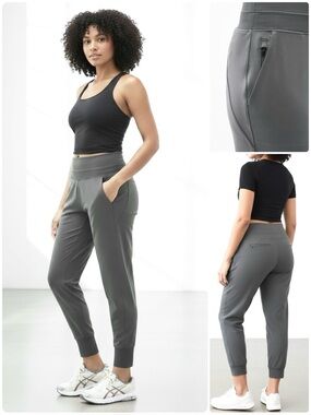 ATHLETA High Rise Jogger All-Way Stretch Wide Waistband Ankle Length Zip Pockets